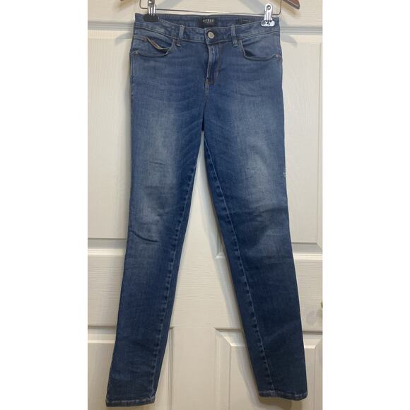 Guess Womens 28 Blue Denim Jeans Curve X 5 Pockets Stretchy Rhinestones Curvy - Picture 1 of 10